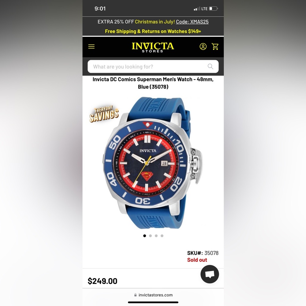 Invicta DC Comics Superman Men’s Watch NEW (without tags) - model 35078